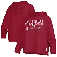 Women's Pressbox  Crimson Oklahoma Sooners Castillo Slub Waist Length Long Sleeve Hooded T-Shirt