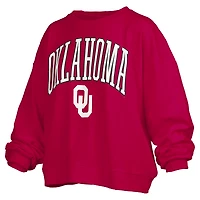 Sweat-shirt oversize à manches longues pour femme, coupe ample, avec logo Janise Arch Over, des Oklahoma Sooners, Pressbox Crimson