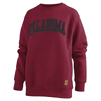 Women's Pressbox  Crimson Oklahoma Sooners Moose Quilted Pullover Sweatshirt