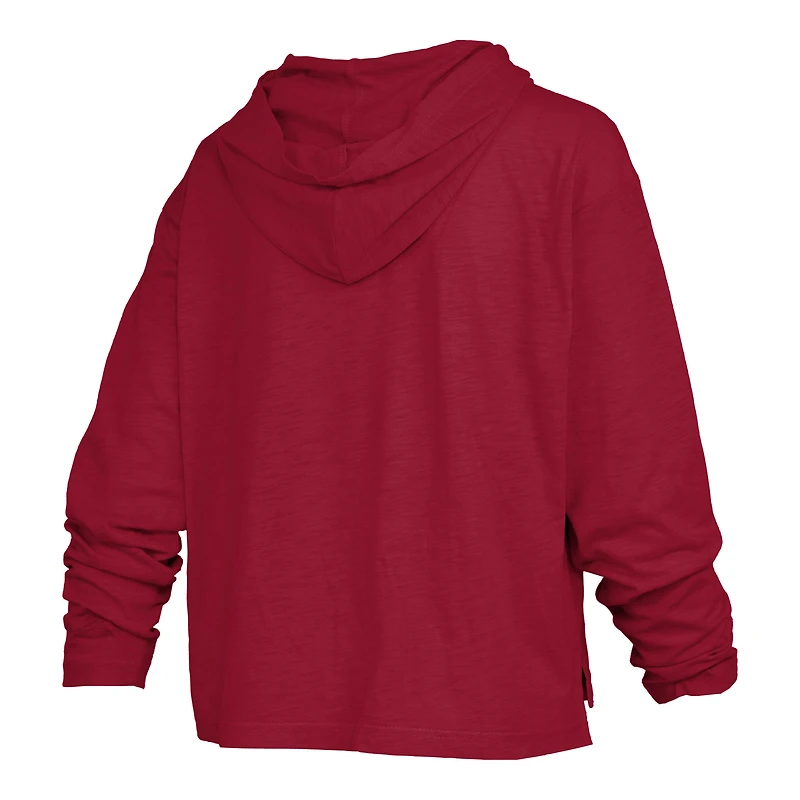 Women's Pressbox Crimson Oklahoma Sooners Nelson Arch Over Logo Long Sleeve Hooded Slub T-Shirt