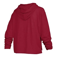 Women's Pressbox  Crimson Oklahoma Sooners Nelson Arch Over Logo Long Sleeve Hooded Slub T-Shirt
