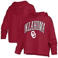 T-shirt à capuche manches longues Pressbox Crimson Oklahoma Sooners Nelson Arch Over Logo pour femmes