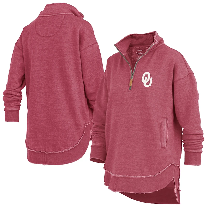 Sweat-shirt à capuche et fermeture éclair quart de tour pour femme, poncho Northfork Sojourn des Sooners l'Oklahoma Pressbox Crimson
