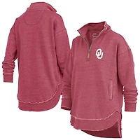 Sweat-shirt à capuche et fermeture éclair quart de tour pour femme, poncho Northfork Sojourn des Sooners l'Oklahoma Pressbox Crimson