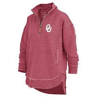 Sweat-shirt à capuche et fermeture éclair quart de tour pour femme, poncho Northfork Sojourn des Sooners l'Oklahoma Pressbox Crimson