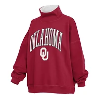 Women's Pressbox  Crimson Oklahoma Sooners Oversized Mock Neck Sweatshirt