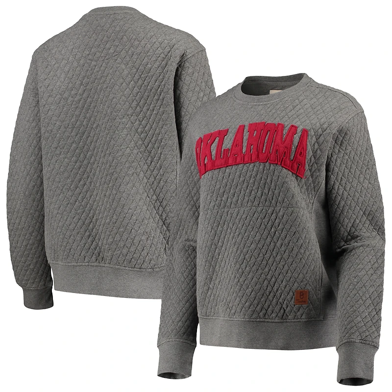 Sweat-shirt matelassé Pressbox Heather Charcoal pour femmes, motif orignal des Oklahoma Sooners