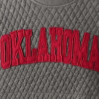 Sweat-shirt matelassé Pressbox Heather Charcoal pour femmes, motif orignal des Oklahoma Sooners