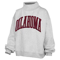 Sweat-shirt à col montant Nelson surdimensionné gris chiné pour femme, Oklahoma Sooners, de la marque Pressbox.
