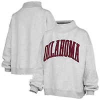 Women's Pressbox Heather Gray Oklahoma Sooners Oversized Nelson Mock Neck Sweatshirt