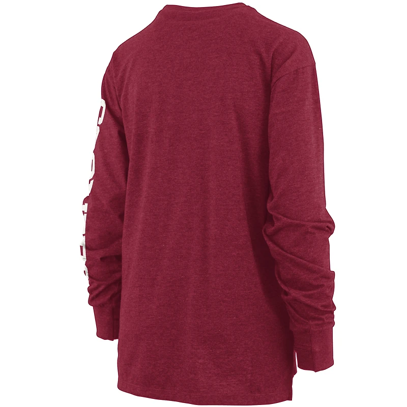 T-shirt à manches longues Pressbox Heathered Crimson Oklahoma Sooners Two-Hit Canyon pour femme