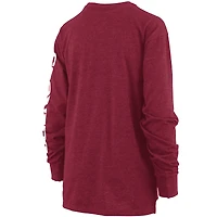 T-shirt à manches longues Pressbox Heathered Crimson Oklahoma Sooners Two-Hit Canyon pour femme