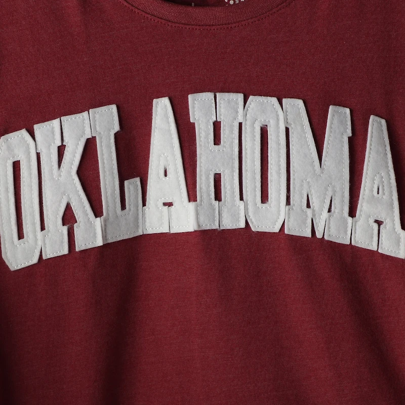 T-shirt à manches longues Pressbox Heathered Crimson Oklahoma Sooners Two-Hit Canyon pour femme