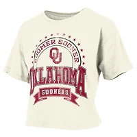 T-shirt à manches courtes en jersey flammé naturel Pressbox Oklahoma Sooners pour femme