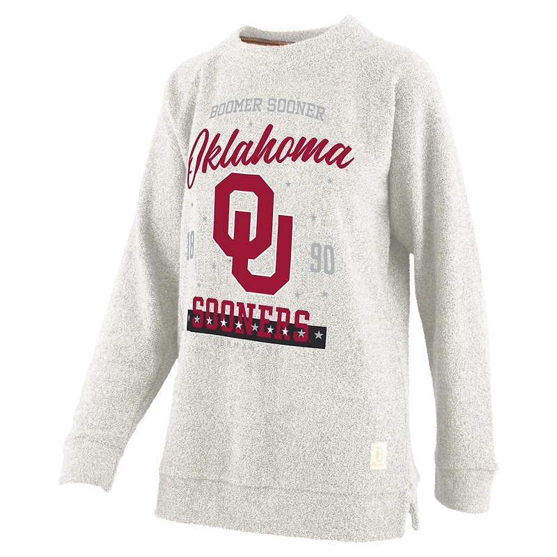 Sweat-shirt confortable en tissu éponge Cairo pour femme, grande taille, avec logo Pressbox Oatmeal des Oklahoma Sooners