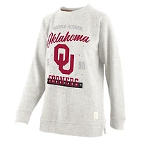 Sweat-shirt confortable en tissu éponge Cairo pour femme, grande taille, avec logo Pressbox Oatmeal des Oklahoma Sooners