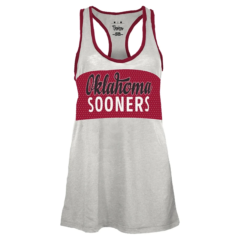 Women's Pressbox White/Crimson Oklahoma Sooners Tracy Racerback Burnout Tank Top