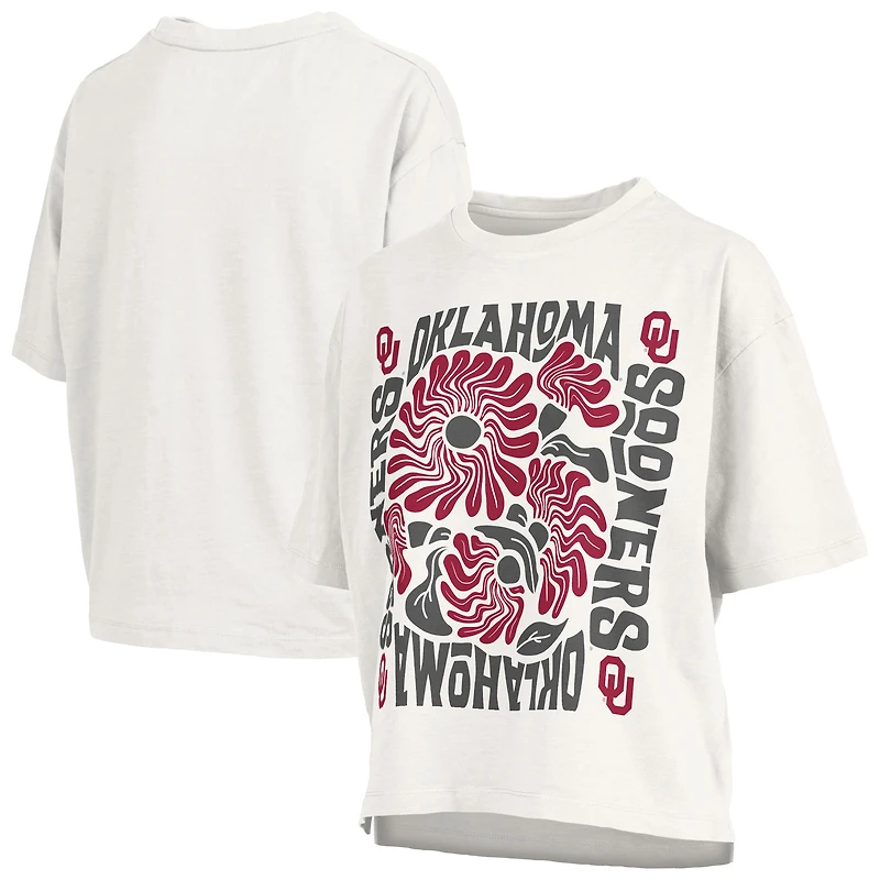 Women's Pressbox  White Oklahoma Sooners Elena Oversized Slub T-Shirt