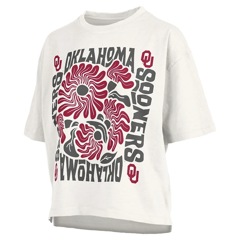 Women's Pressbox White Oklahoma Sooners Elena Oversized Slub T-Shirt