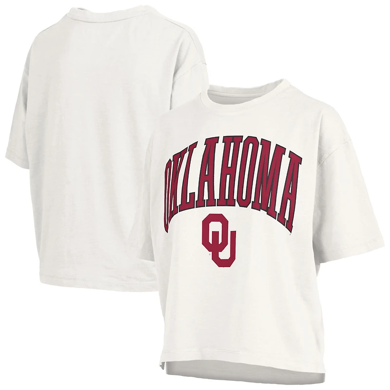 Women's Pressbox Crimson Oklahoma Sooners Nelson Arch Over Logo Waist Length Oversized Slub T-Shirt