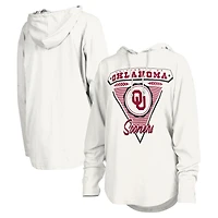 T-shirt à capuche blanc manches longues Pressbox pour femmes Oklahoma Sooners San Bruno