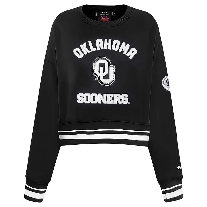 Women's Pro Standard Black Oklahoma Sooners Pearl Cropped Pullover Sweatshirt