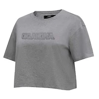 Women's Pro Standard Heather Charcoal Oklahoma Sooners Tonal Neutral Boxy Cropped T-Shirt