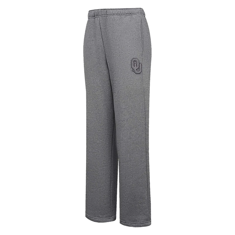 Pantalon de survêtement en polaire coupe décontractée Pro Standard Heather Charcoal pour femmes Oklahoma Sooners ton sur neutre