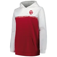 Sweat à capuche taille plus pour femme Profile White/Crimson Oklahoma Sooners avec bande