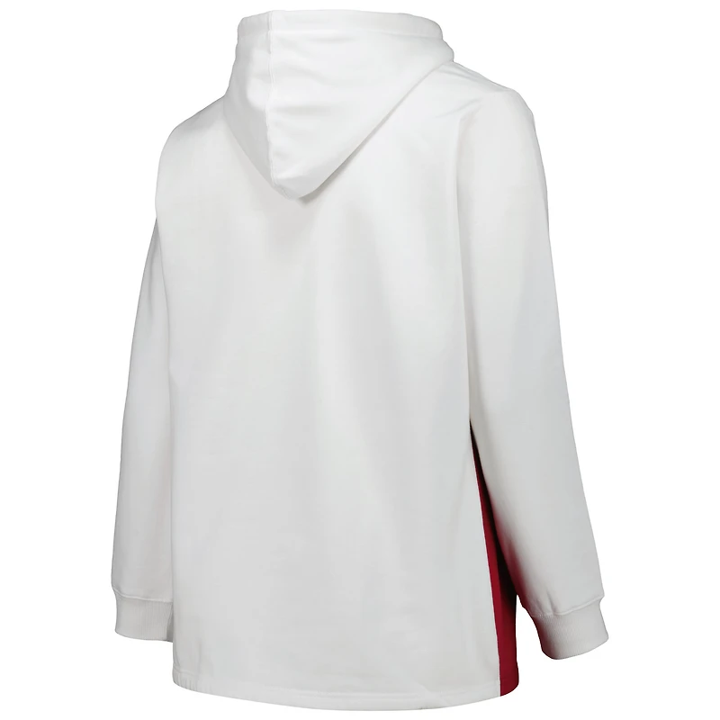 Sweat à capuche taille plus pour femme Profile White/Crimson Oklahoma Sooners avec bande