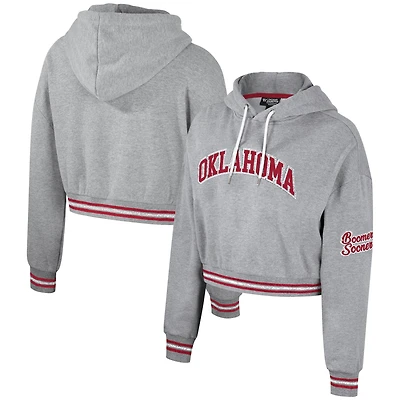 Sweat à capuche court scintillant pour femmes, The Wild Collective, gris chiné, Oklahoma Sooners