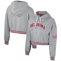 Sweat à capuche court scintillant pour femmes, The Wild Collective, gris chiné, Oklahoma Sooners