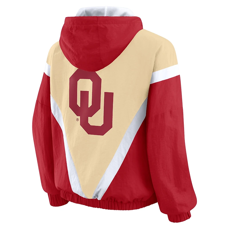 Veste coupe-vent à capuche entièrement zippée couleur or/cramoisi des Oklahoma Sooners pour femme par Erin Andrews