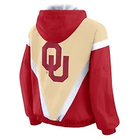 Veste coupe-vent à capuche entièrement zippée couleur or/cramoisi des Oklahoma Sooners pour femme par Erin Andrews