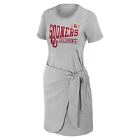 Women's WEAR by Erin Andrews Heather Gray Oklahoma Sooners Knotted T-Shirt Dress