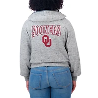 Sweat à capuche zippé double frappe Speckle pour femme par Erin Andrews Heather Gray des Oklahoma Sooners