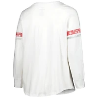 T-shirt à manches longues et col rond Oklahoma Sooners femme blanc rayures contrastantes