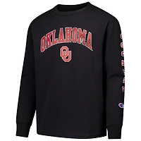 T-shirt à manches longues avec logo vieilli Oklahoma Sooners, champion des jeunes, noir