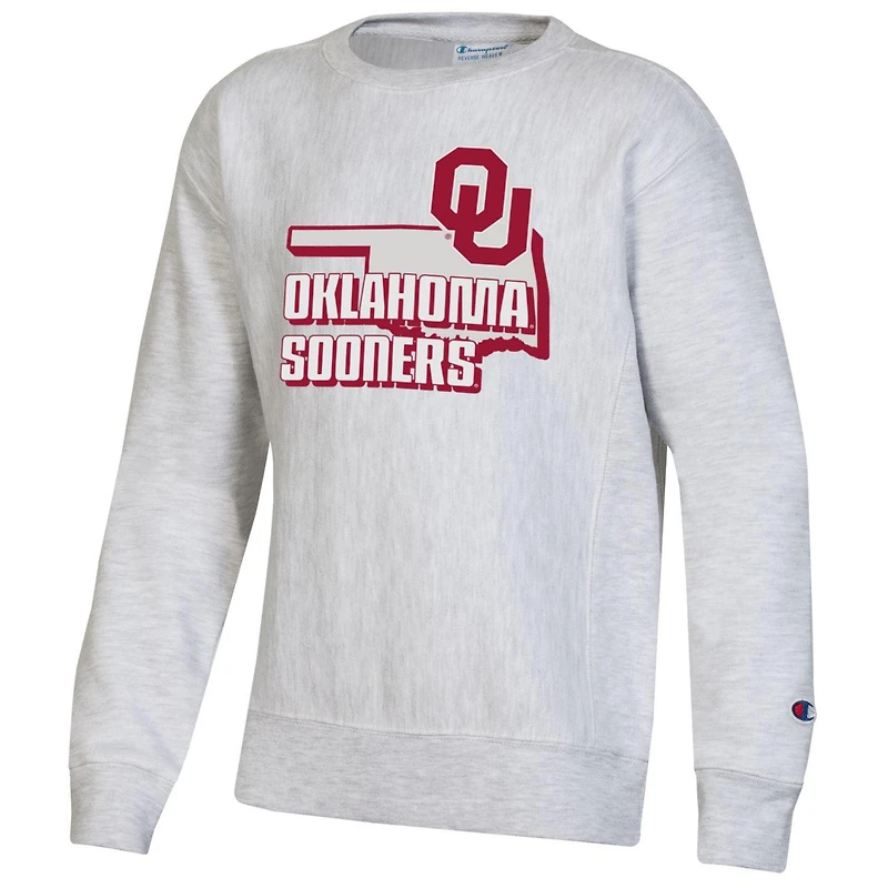 Sweatshirt à enfiler armure inversée Oklahoma Sooners Champion pour jeunes, gris chiné