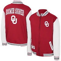 Youth Colosseum Crimson Oklahoma Sooners Grand Tour Full-Zip Bomber Jacket