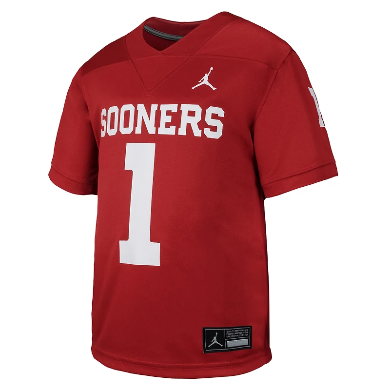 Youth Jordan Brand #1 Crimson Oklahoma Sooners Untouchable Replica Game Jersey