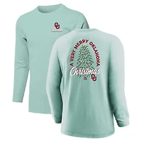 Youth  Light Green Oklahoma Sooners Merry Christmas Tree Long Sleeve T-Shirt