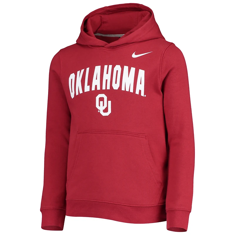 Youth Nike Crimson Oklahoma Sooners Club Fleece Pullover Hoodie