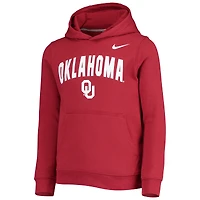 Youth Nike Crimson Oklahoma Sooners Club Fleece Pullover Hoodie