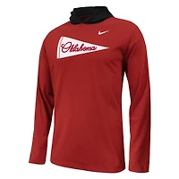 T-shirt à capuche manches longues Nike Crimson Oklahoma Sooners Sideline Performance pour jeune