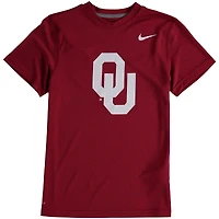 T-shirt de performance Nike Oklahoma Sooners Crimson Logo Legend pour jeunes