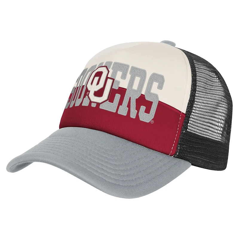 Casquette ajustable Youth Outerstuff Crimson/Cream Oklahoma Sooners Modern Fan Trucker