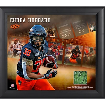 Chuba Hubbard Oklahoma State Cowboys encadré 15" x 17" avec du gazon utilisé lors du match du stade Boone Pickens