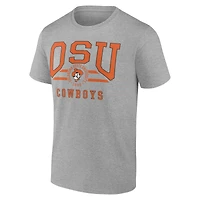 T-shirt gris à double rayure pour homme Fanatics Oklahoma State Cowboys Fame