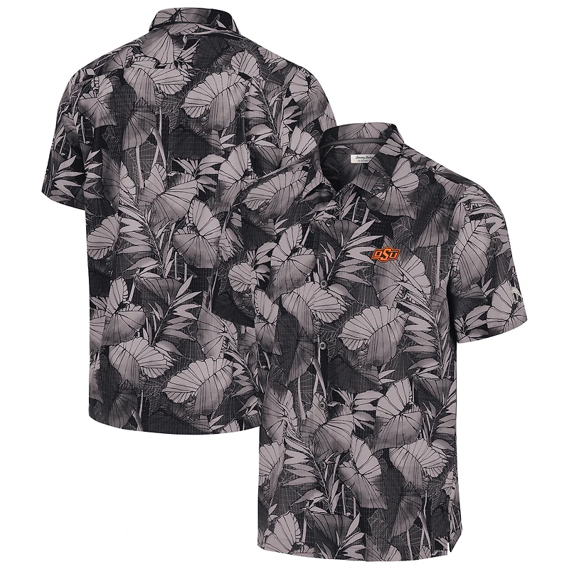 Men's Tommy Bahama  Black Oklahoma State Cowboys Coast Nuevo Fronds Camp Button-Up Top
